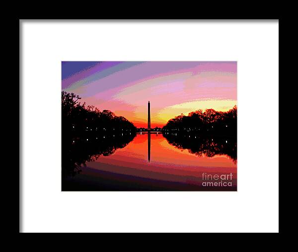 Larry Framed Print featuring the photograph Washington Monument Sunrise #1 by Larry Oskin