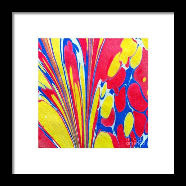 Abstract Framed Print featuring the painting Water Marbling Art, Ebru #7 by Dilan C