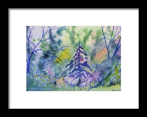 Forest Framed Print featuring the painting Watercolor - Whimsical Forest #1 by Cascade Colors