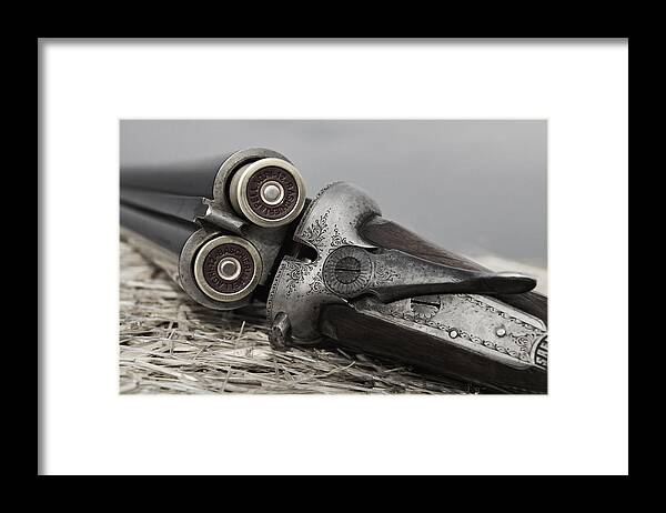 Faded Framed Print featuring the photograph Webley and Scott 12 Gauge - D002721a #1 by Daniel Dempster