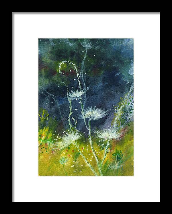 Floral Framed Print featuring the painting White Flowers 2 #1 by Anil Nene
