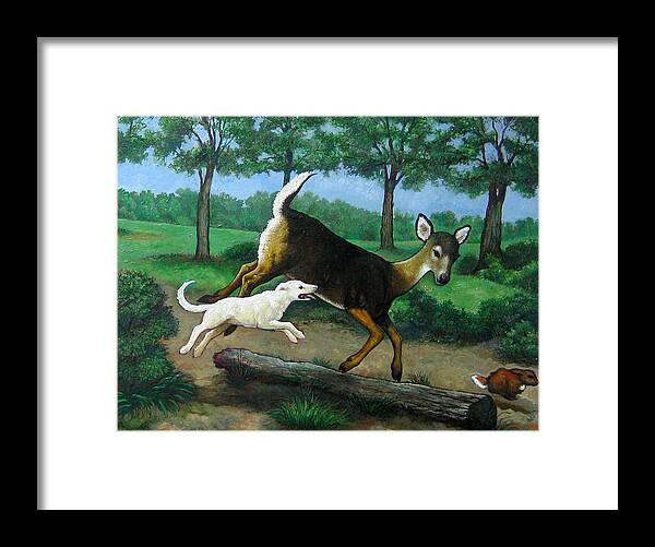Deer Framed Print featuring the painting White Tails #1 by Patrick Dee Rankin