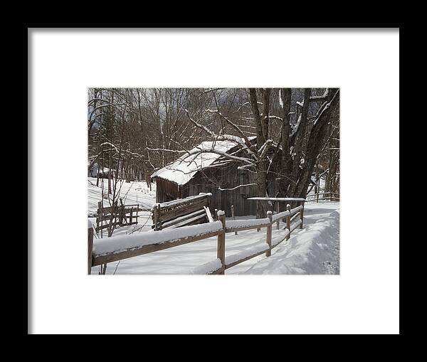 Snow Framed Print featuring the photograph Winter Barn #1 by Bill TALICH