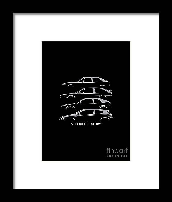 German Car Framed Print featuring the digital art Wolfsburger Coupe SilhouetteHistory #2 by Gabor Vida