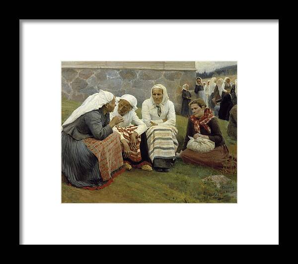 Albert Edelfelt Framed Print featuring the painting Women Outside the Church at Ruokolahti by MotionAge Designs