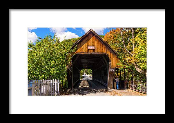 Fall Foliage Framed Print featuring the photograph Woodstock Middle Bridge #6 by Scenic Vermont Photography