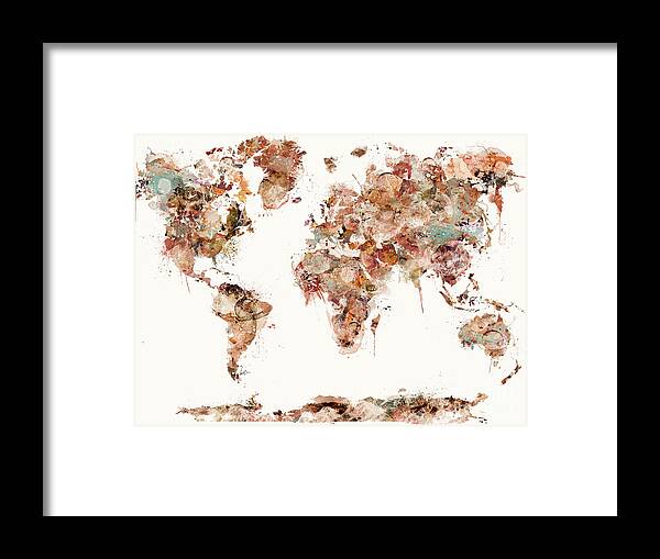 World Map Framed Print featuring the painting World Map Watercolors #1 by Bri Buckley