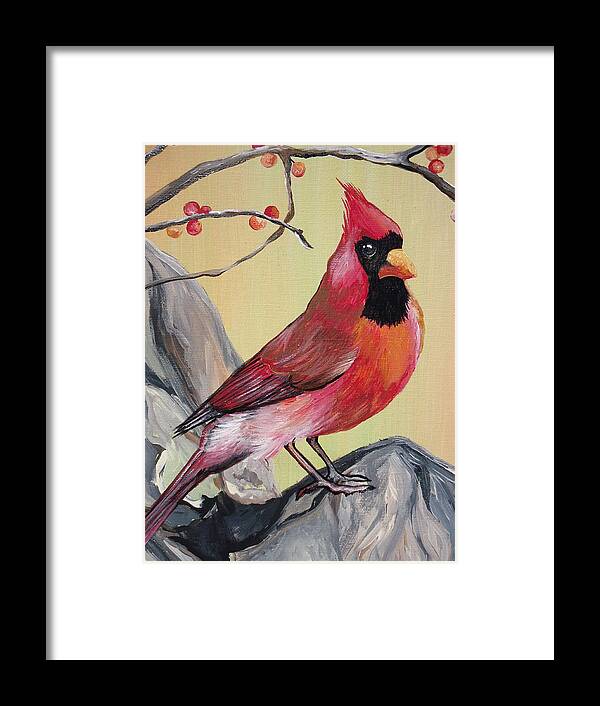 Bird Framed Print featuring the painting WV State Bird #2 by Leslie Manley