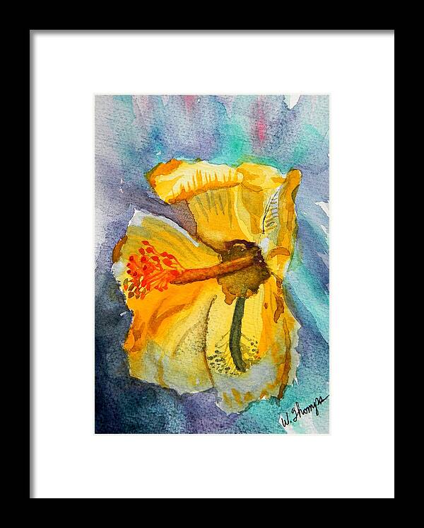 Yellow Hibiscus Shadows Framed Print featuring the painting Yellow Hibiscus Shadows #2 by Warren Thompson
