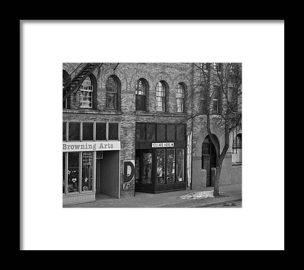 Black And White Framed Print featuring the photograph You Are Here #1 by Jana Rosenkranz