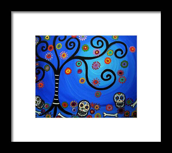 Day Of The Dead Framed Print featuring the painting Dia De Los Muertos #10 by Pristine Cartera Turkus