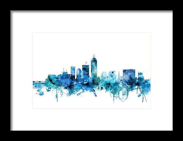 Indianapolis Framed Print featuring the digital art Indianapolis Indiana Skyline #10 by Michael Tompsett