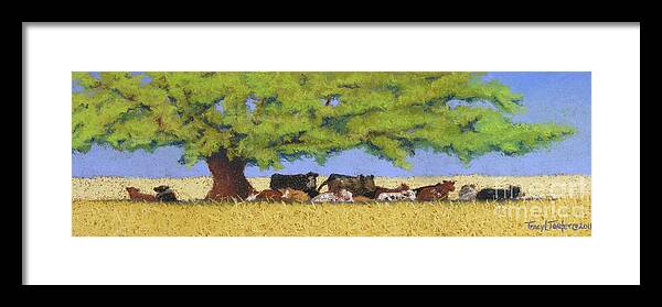 Cows Framed Print featuring the pastel 100 Degrees Plus by Tracy L Teeter 