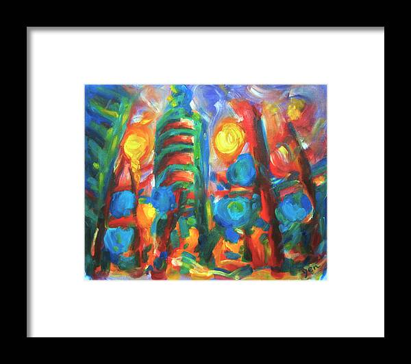 Cityscape Framed Print featuring the painting 101 Exuberance by Yen