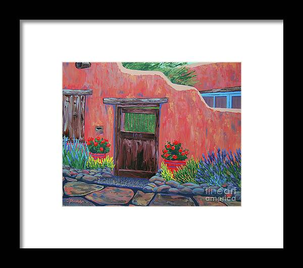 Southwest Framed Print featuring the painting 104 Canyon Rd, Santa Fe by Cheryl Fecht
