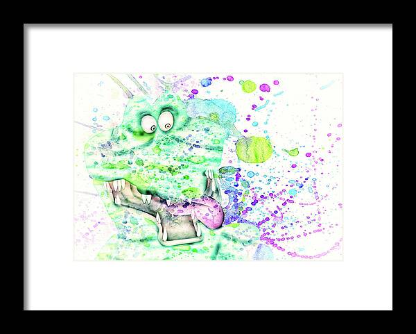 Abstract Crocodile Framed Print featuring the mixed media 10785 Ali the Gator by Pamela Williams