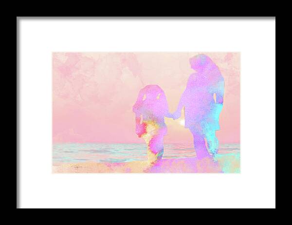 Family Framed Print featuring the mixed media 10876 Sunset with Mom by Pamela Williams
