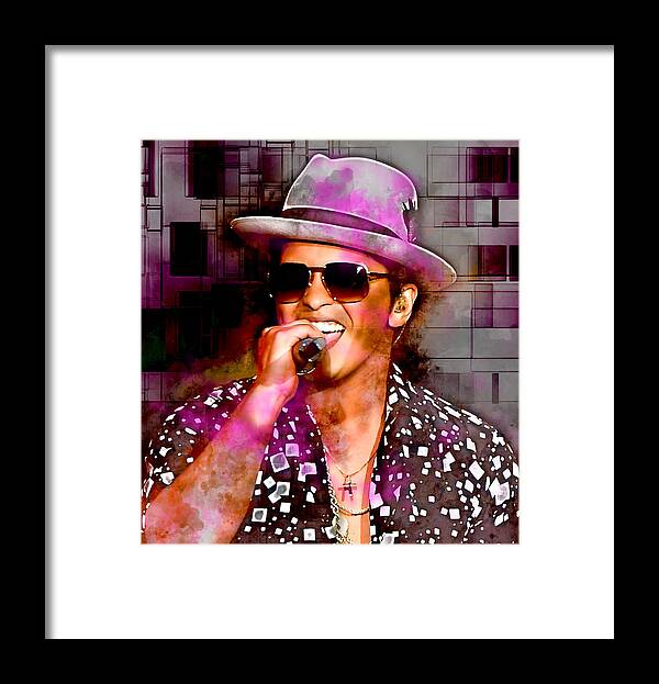 Bruno Mars Framed Print featuring the mixed media Bruno Mars #11 by Marvin Blaine