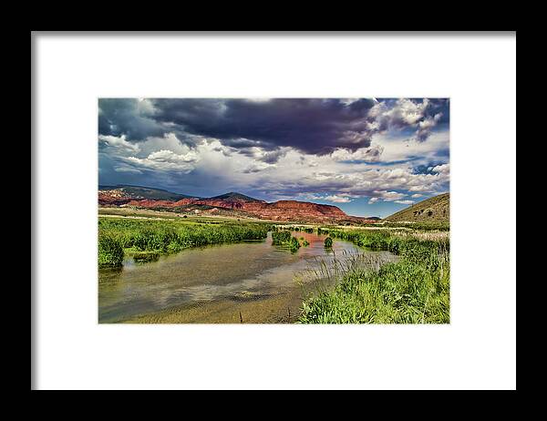 Background Beauty Blue Clouds Colors Landscape Mountain Mountain Framed Print featuring the photograph Mountain Lake #11 by Mark Smith