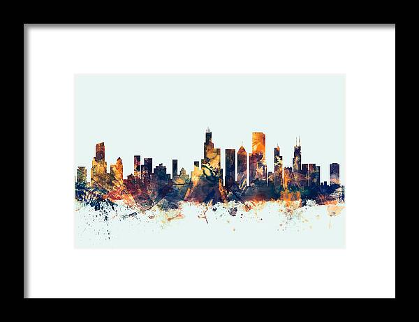 Chicago Framed Print featuring the digital art Chicago Illinois Skyline by Michael Tompsett