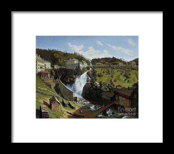 Hubert Sattler Wildbad Gastein 1844 Framed Print featuring the painting Landscape by MotionAge Designs