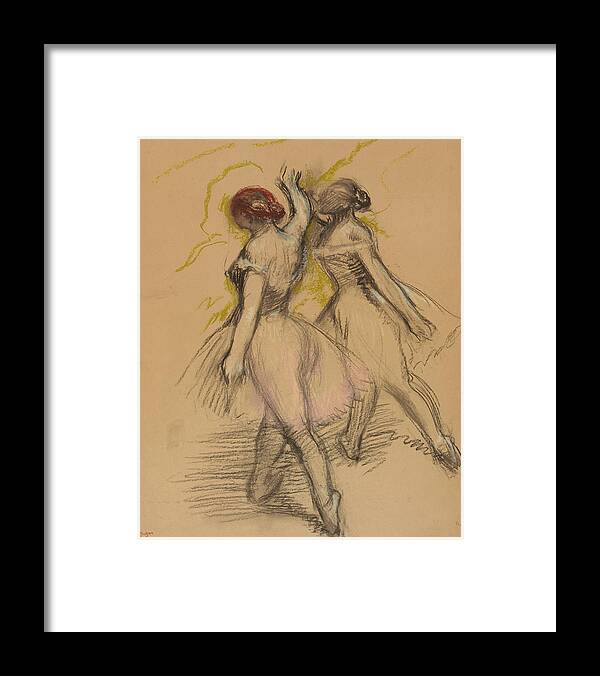 Degas Framed Print featuring the drawing Two Dancers by Edgar Degas