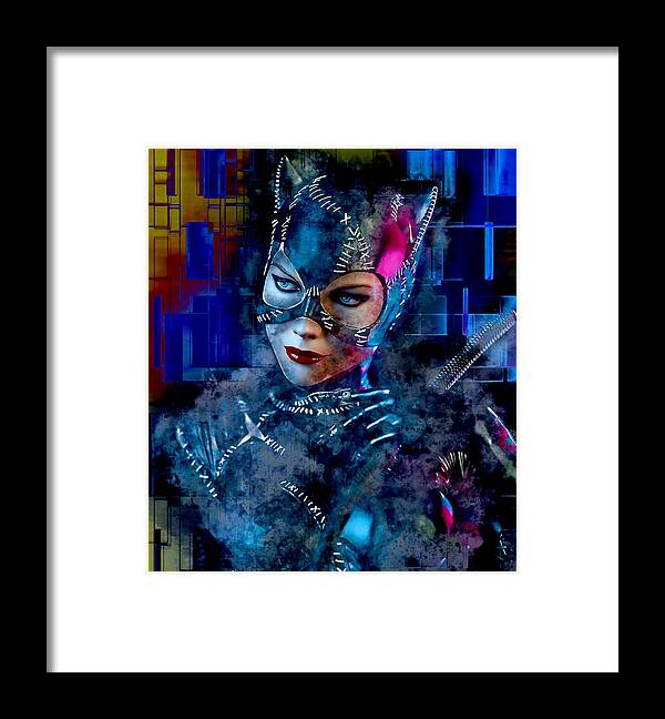 Michelle Pfeiffer Framed Print featuring the mixed media Catwoman #10 by Marvin Blaine