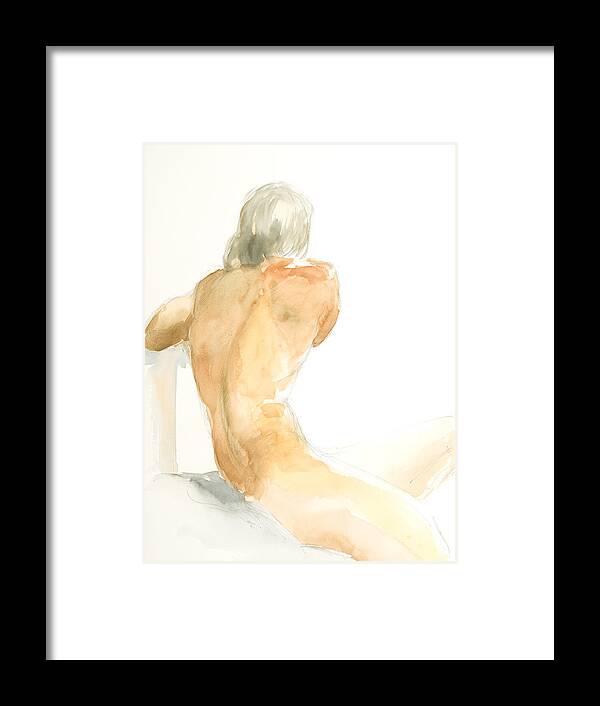 Nude Male Figure Framed Print featuring the painting Nude Series #13 by Eugenia Picado