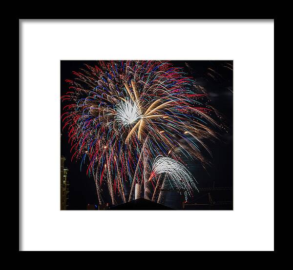 Fireworks Framed Print featuring the photograph Fireworks 2015 Sarasota 24 by Richard Goldman