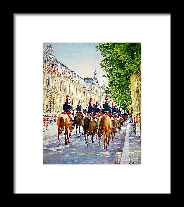 Paris Framed Print featuring the painting 14 Juillet - Garde Nationale - Paris - France by Francoise Chauray