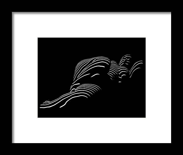 Zebra Stripes Framed Print featuring the photograph 1400-TND Zebra Woman Thin Striped Woman Black And White Abstract Photo By Chris Maher by Chris Maher