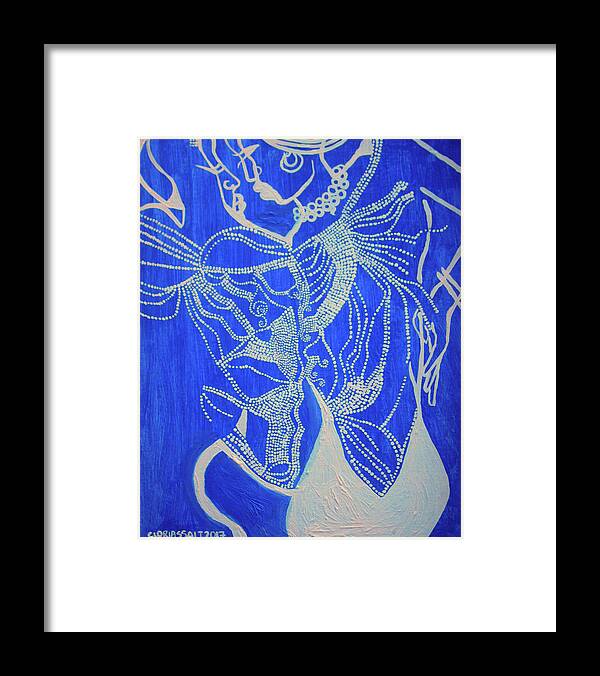 Jesus Framed Print featuring the painting Dinka in Blue - South Sudan #15 by Gloria Ssali