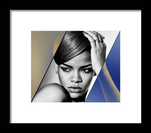 Rihanna Framed Print featuring the mixed media Rihanna Collection #15 by Marvin Blaine