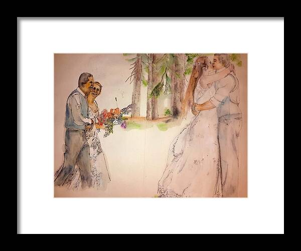 Wedding. Summer Framed Print featuring the painting The Wedding Album #15 by Debbi Saccomanno Chan