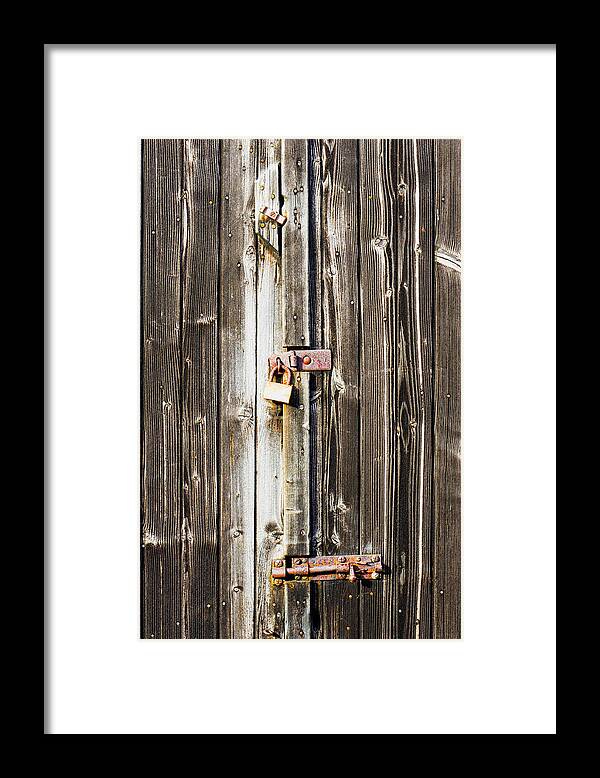 Abstract Framed Print featuring the photograph Wooden door #15 by Tom Gowanlock