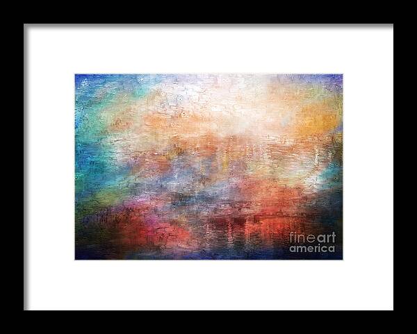 Abstract Framed Print featuring the painting 15b Abstract Sunrise Digital Landscape Painting by Ricardos Creations