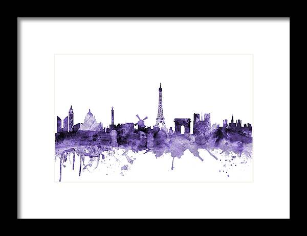 Paris Framed Print featuring the digital art Paris France Skyline by Michael Tompsett