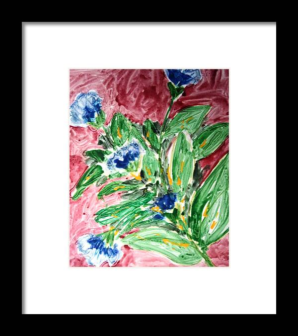 Abstract Framed Print featuring the painting Divine Flowers #1686 by Baljit Chadha