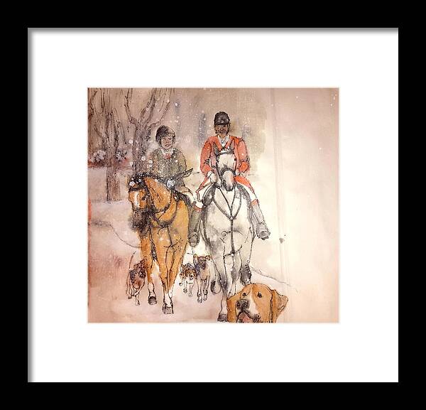 Horses. Riding. Hounds. Foxhunting. Framed Print featuring the painting Talley ho album #17 by Debbi Saccomanno Chan