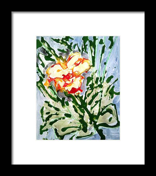 Abstract Framed Print featuring the painting Divine Flowers #1708 by Baljit Chadha