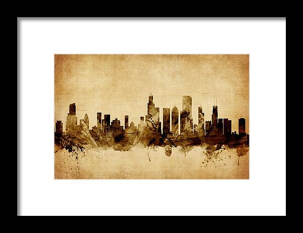 Chicago Framed Print featuring the digital art Chicago Illinois Skyline #18 by Michael Tompsett