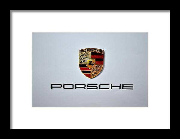 Porsche Logo Framed Print featuring the digital art Porsche Logo by Max Dedrick