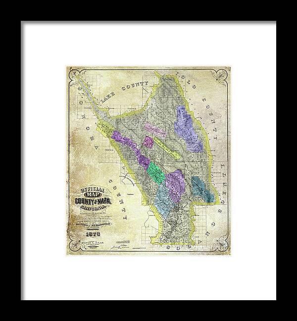Napa Valley Map Framed Print featuring the photograph 1876 Napa Valley Map by Jon Neidert