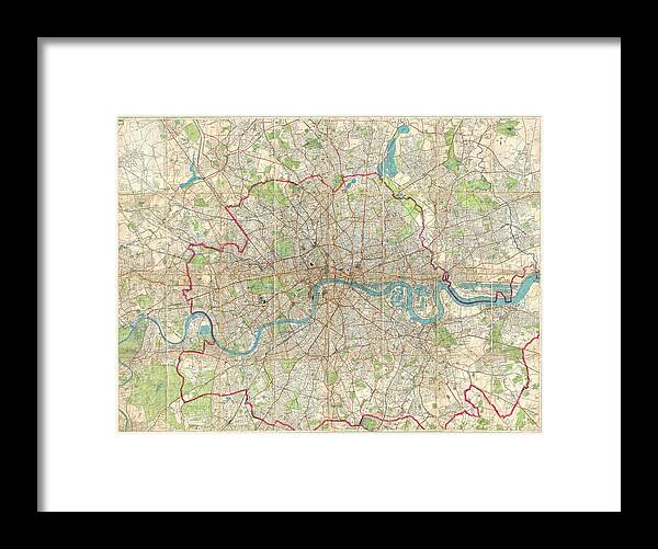 1899 Bartholomew Fire Brigade Map Of London Framed Print featuring the photograph 1899 Bartholomew Fire Brigade Map of London England by Paul Fearn