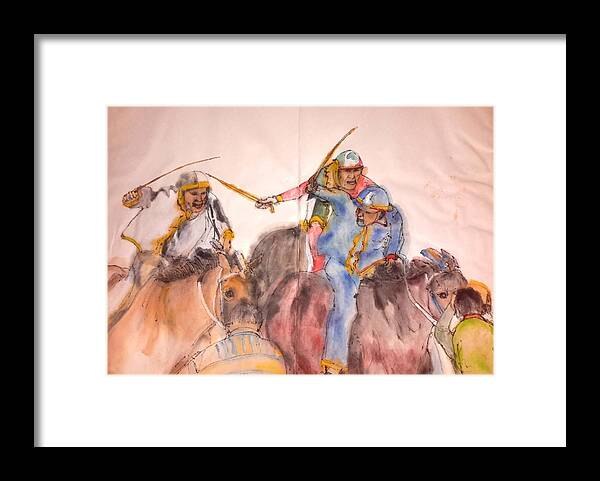 Il Palio. Siena. Italy. Horserace. Medieval. Lupa Contrada Framed Print featuring the painting IL Palio contrada Lupa album #19 by Debbi Saccomanno Chan