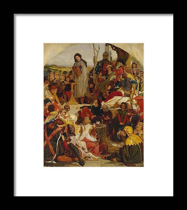 Ford Madox Brown Chaucer At The Court Of Edward Iii 1856�68 Framed Print featuring the painting Edward by MotionAge Designs