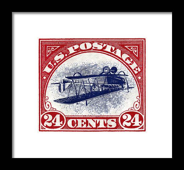 Aviation Framed Print featuring the painting 1918 Inverted Jenny Stamp by Historic Image