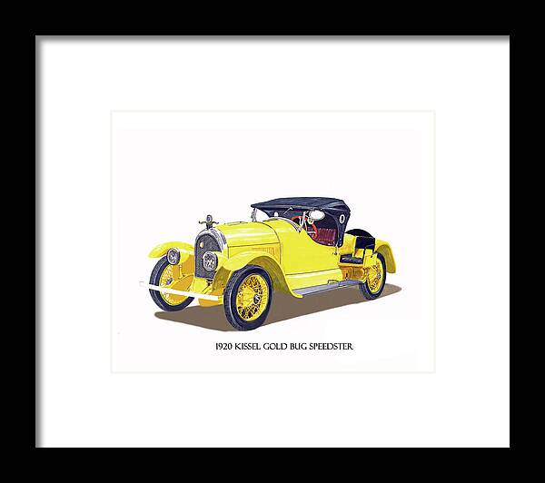  The Kissel Brothers Built Their First Automobile In 1905 Framed Print featuring the painting 1923 Kissel Kar Gold Bug Speedster by Jack Pumphrey
