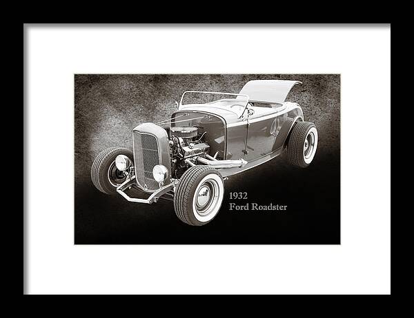 1932 Ford Roadster Framed Print featuring the photograph 1932 Ford Roadster Sepia Posters and Prints 016.01 by M K Miller