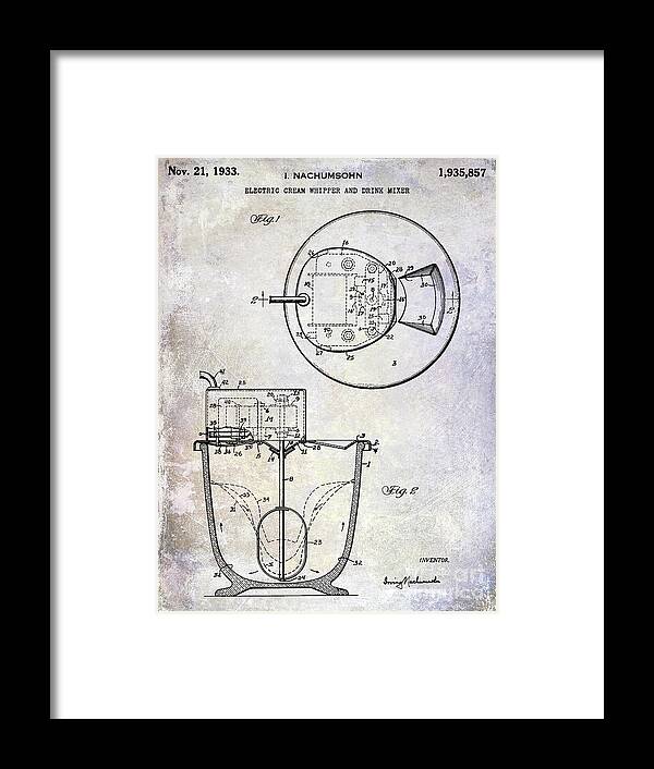 Whisk Or Mixer Patent Framed Print featuring the photograph 1933 Electric Cream Whipper Patent by Jon Neidert